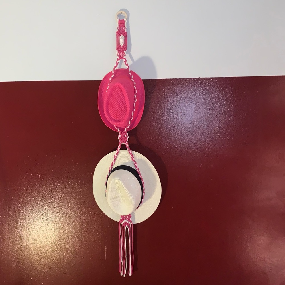 Macrame Wall Hanging Double Hat Hanger